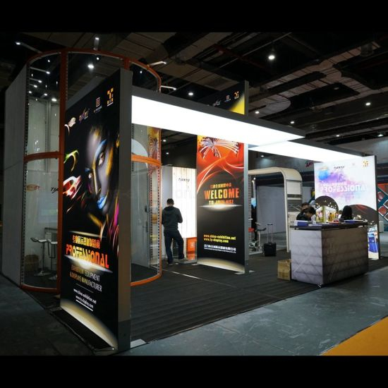 Conception de stand d'exposition personnalisée de nouveau produit avec signe de lettre LED et logo d'entreprise