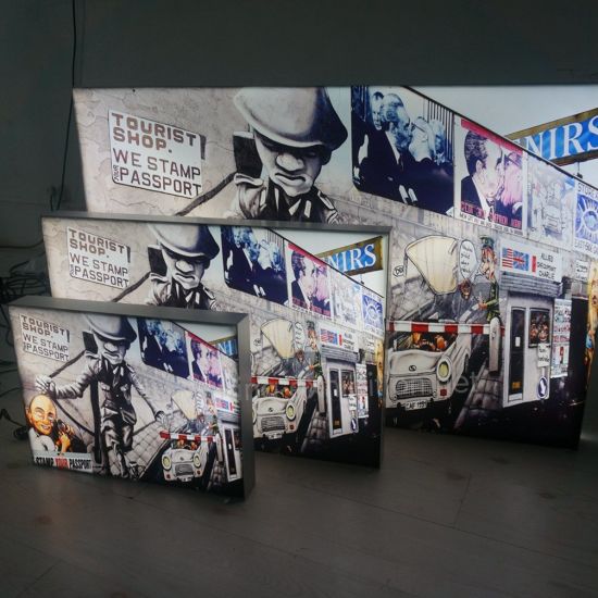 STANDS double face rétro-éclairé Boîte à lumière LED Tissu Frameless Boîte bas prix