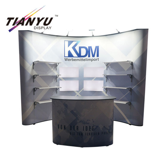 Fabricant Portable Trade Show Tissu mural Aluminium Pop up Stands d'affichage Stand